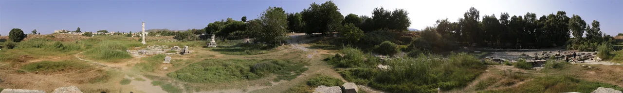 Panoramic view of the site of the Temple of Artemis near Selcuk, Turkey.