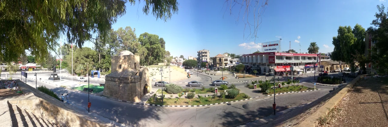 A panorama of the İnönü Square and Kyrenia Gate in North Nicosia