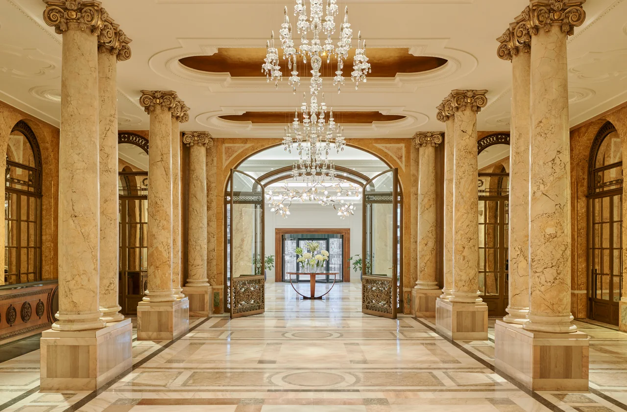 The area of historical Les Colonnades in the hotel Athénée Palace Bucharest