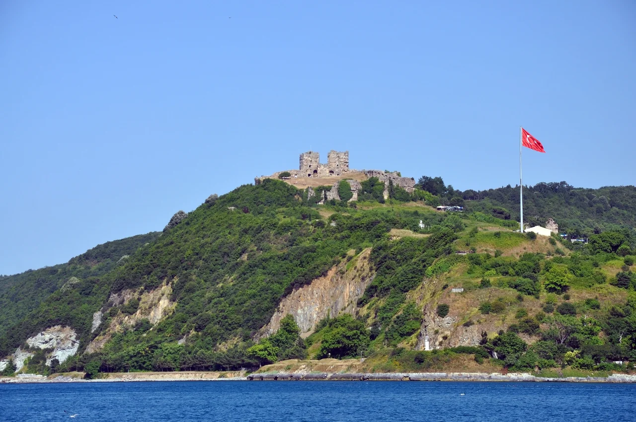 Yoros Castle at Anadolu Kavağı, the last harbour on the Asian coast of the Bosphorus before the Black Sea at the Beykoz district of Istanbul in Turkey.