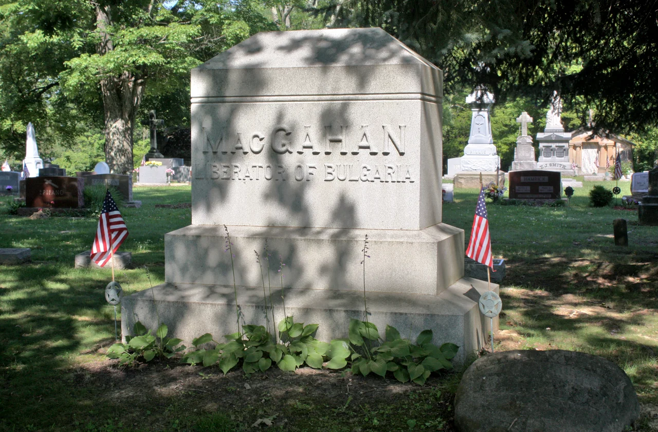 Grave of Januarius MacGahan (1844 – 1878), "Liberator of Bulgaria".  New Lexington Cemetery, New Lexington, Ohio.