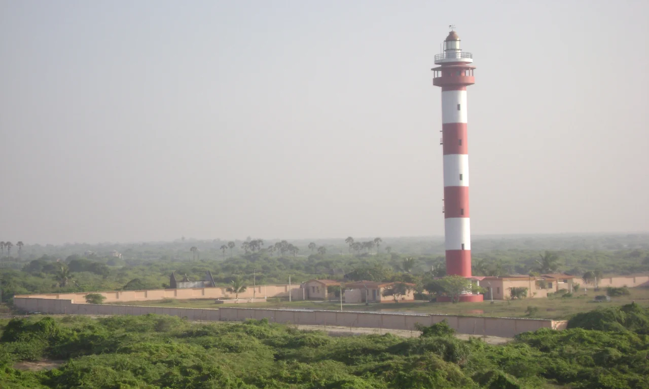 Point Calimere Wildlife and Bird Sanctuary, Kodaikarai Lighthouse, a tall modern aid to navigation located near Kodaikorai Beach