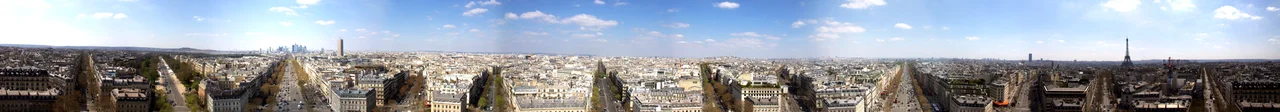Panorama view of Paris, from the Arc de Triomphe 360 degrees place Charle de Gaule (Etoile).