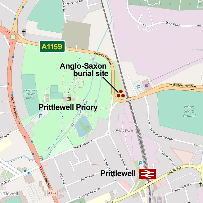 Map of the Anglo-Saxon burial in Prittlewell, Southend-on-Sea, Essex