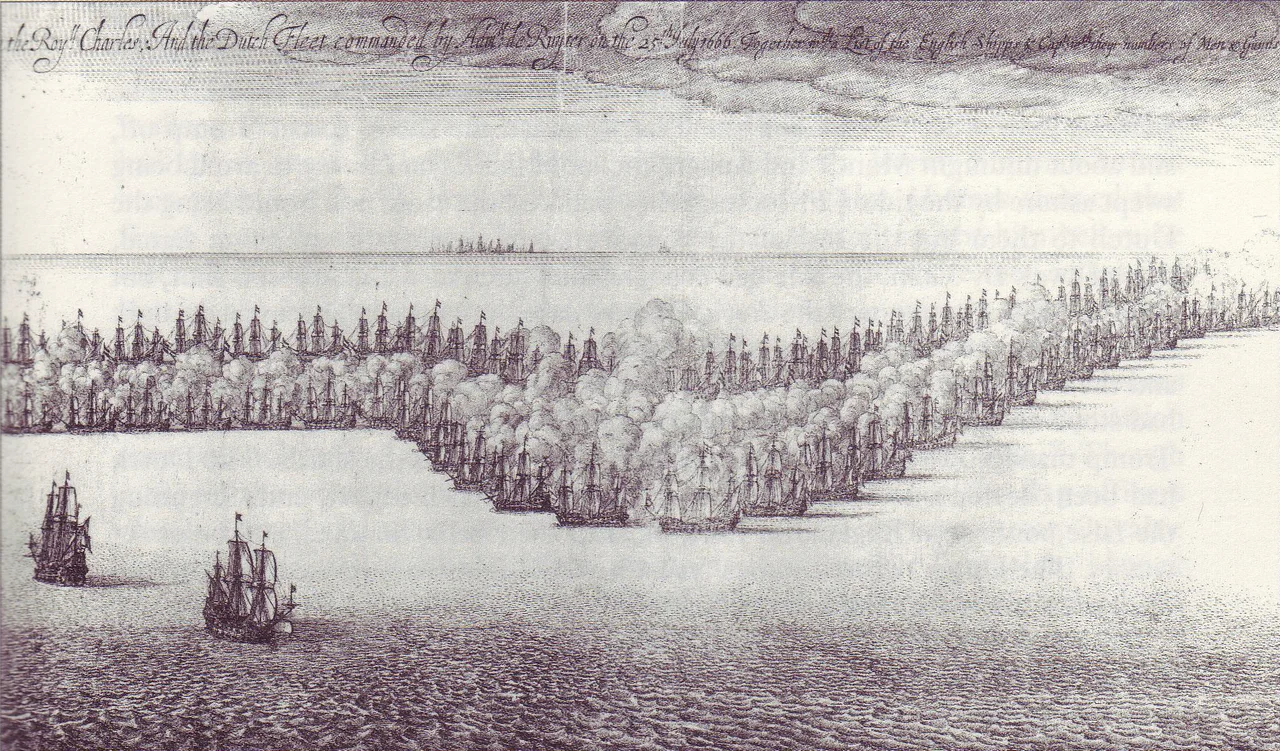 St. James Day Fight August 4th, 1666 between English and Dutch ships