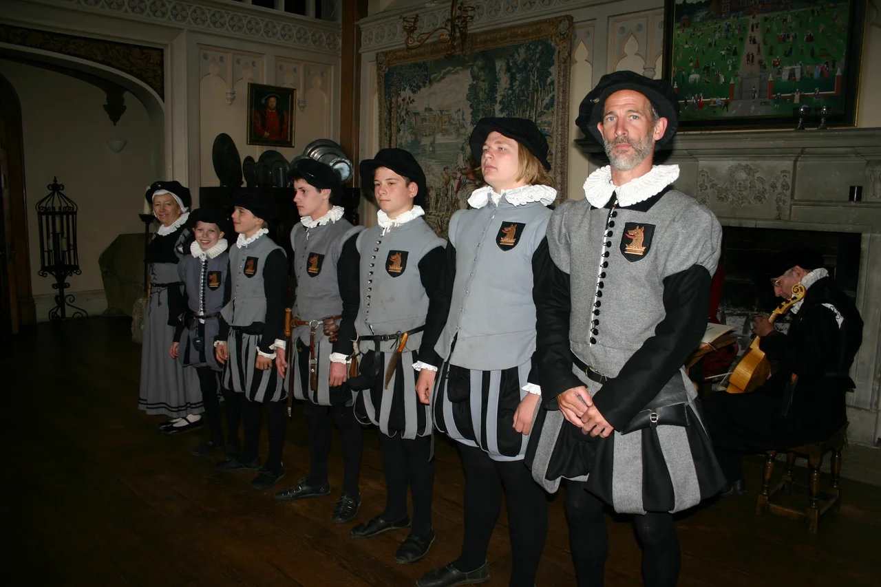 Kentwell Hall Tudor re-enactment liveried characters