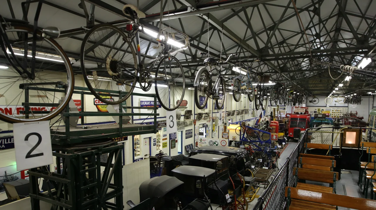 view over Ipswich transport museum from the top of one of the trams