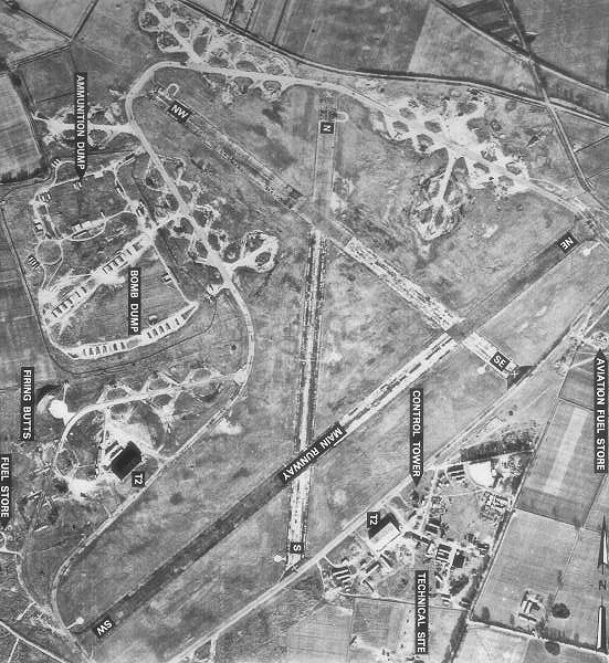Aerial photograph of North Pickenham Airfield, England