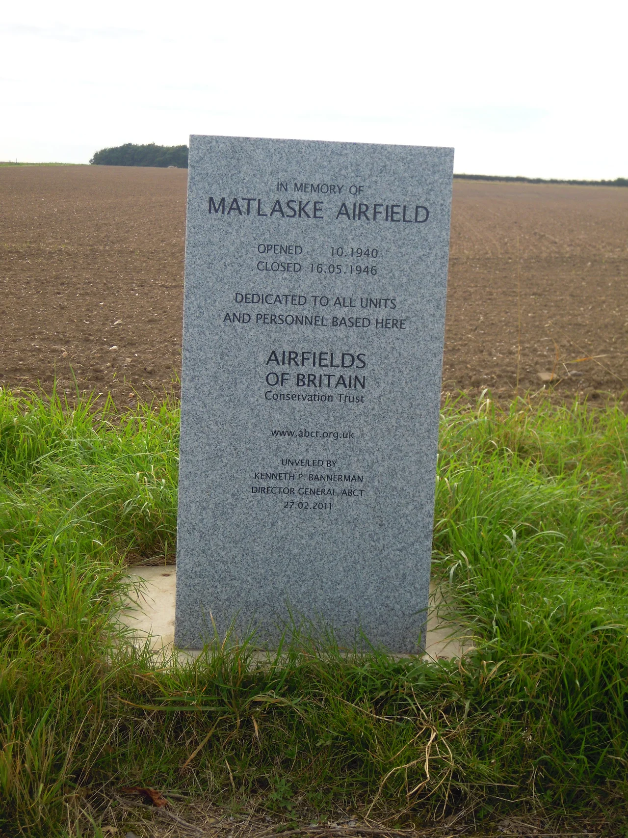 Airfield Memorial marking were RAF Matlaske was located. Matlaske village near Sheringham, Norfolk, United Kingdom