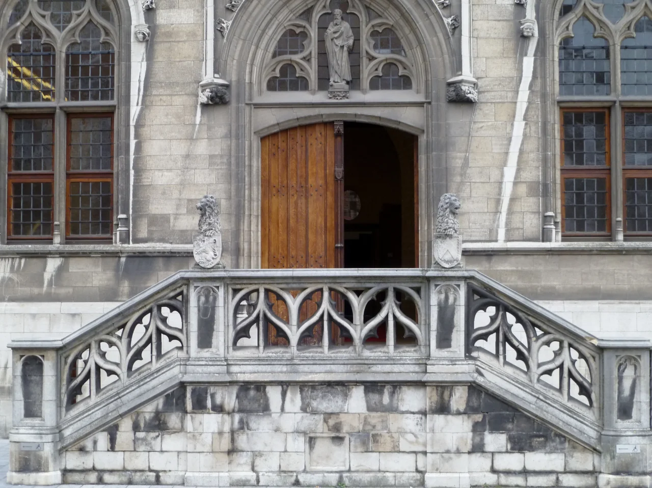 Entrance to the City Hall, Courtrai, Belgium