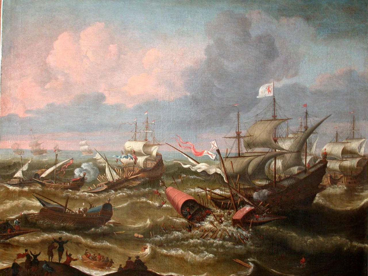Halve Maene overvaart een galei op 3 oktober 1602. Ook wel gezien als een afbeelding van de Slag bij Sluis van 26 mei 1603