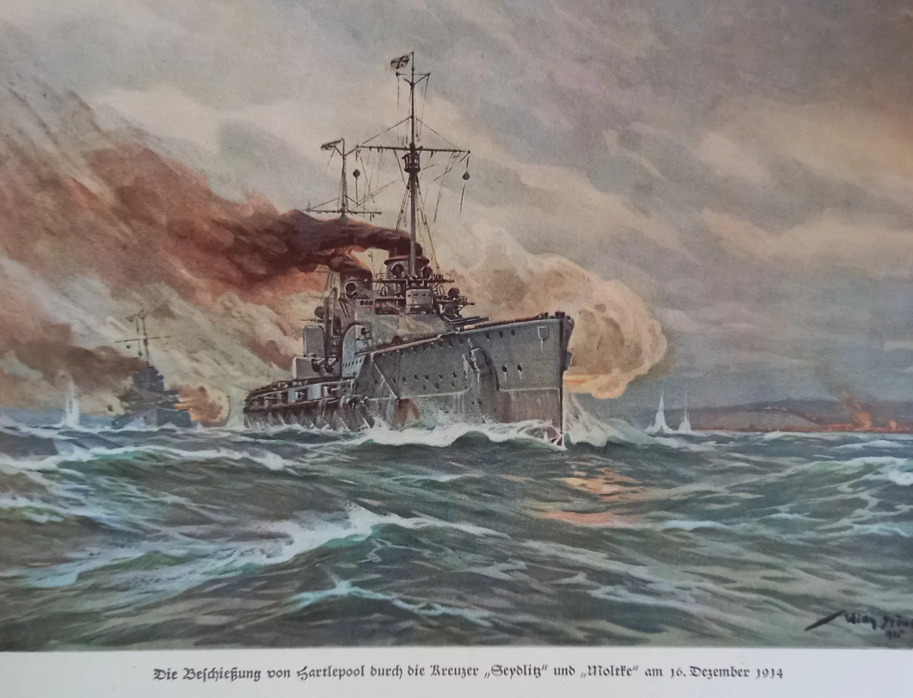 Die Beschießung von Hartlepool durch die Kreuzer SEYDLITZ und MOLTKE am 16. Dezember 1914.