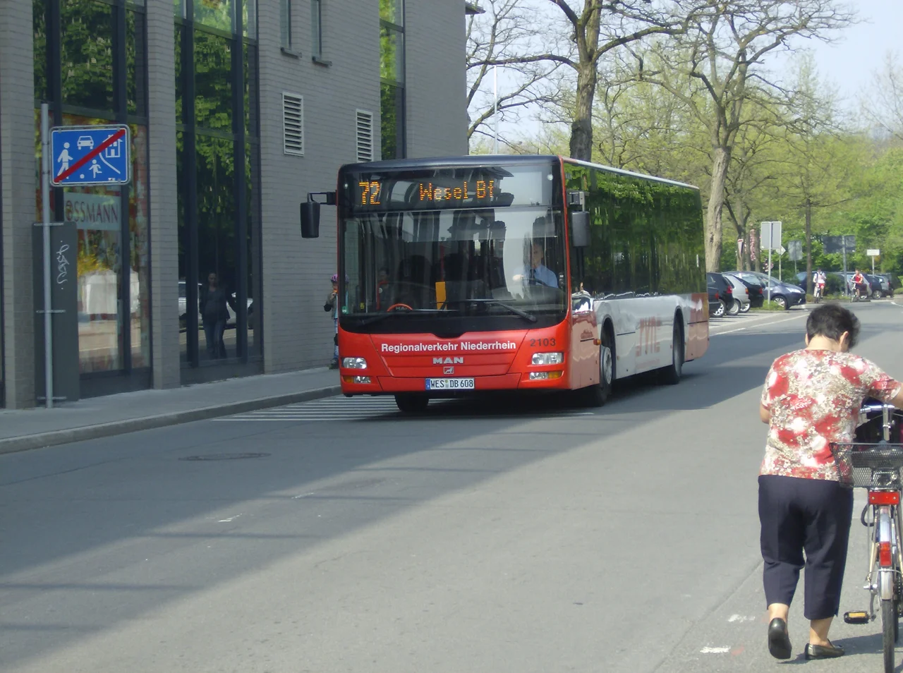 MAN Lion's City bus (#2103) in Wesel, Germany. Regionalverkehr Niederrhein GmbH (RVN) from Wesel operator.