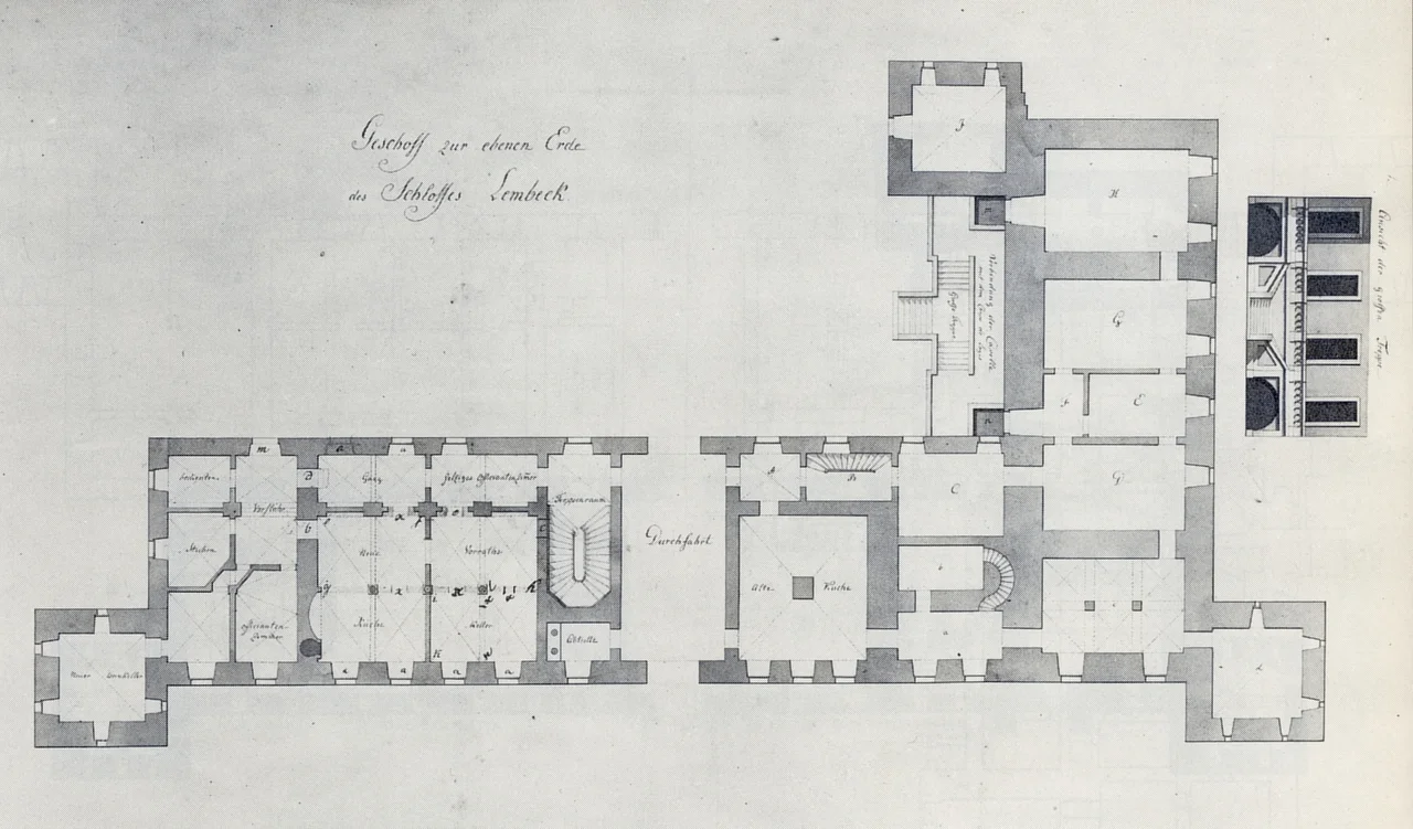 Floor plan of the basement of the Castle of Lembeck