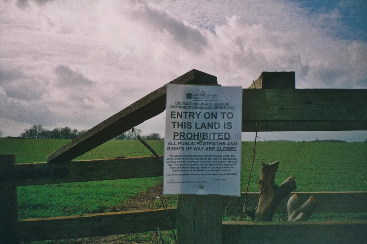 A government notice on the 2001 UK foot and mouth disease outbreak.