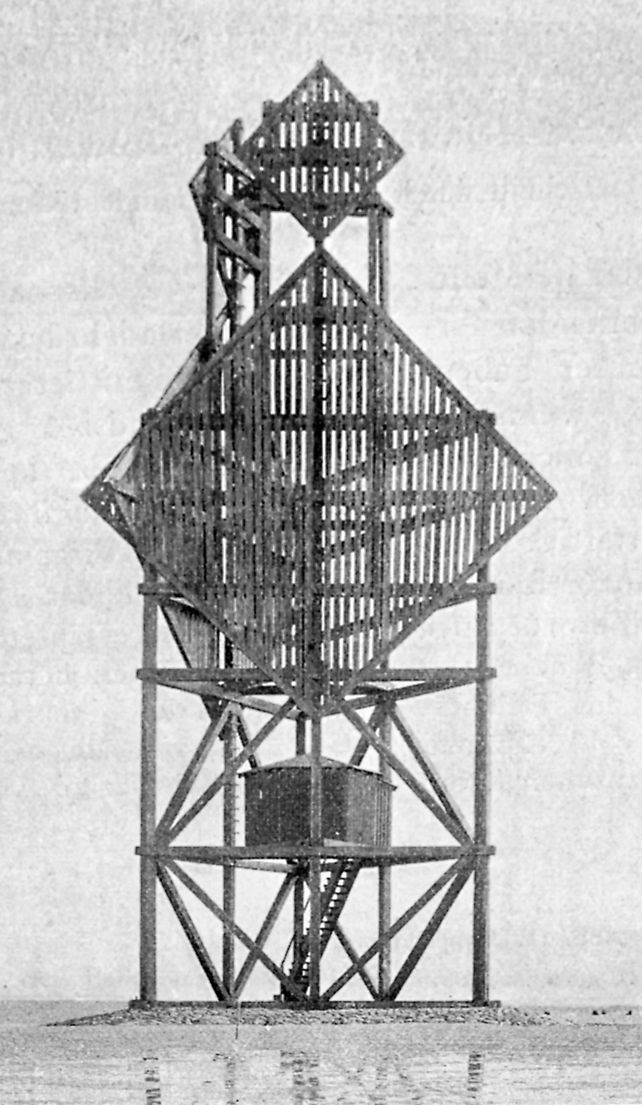 Scharhörnbake, erbaut 1898, niedergelegt 1914. (Fotovorlage, leicht perspektivisch korrigiert)