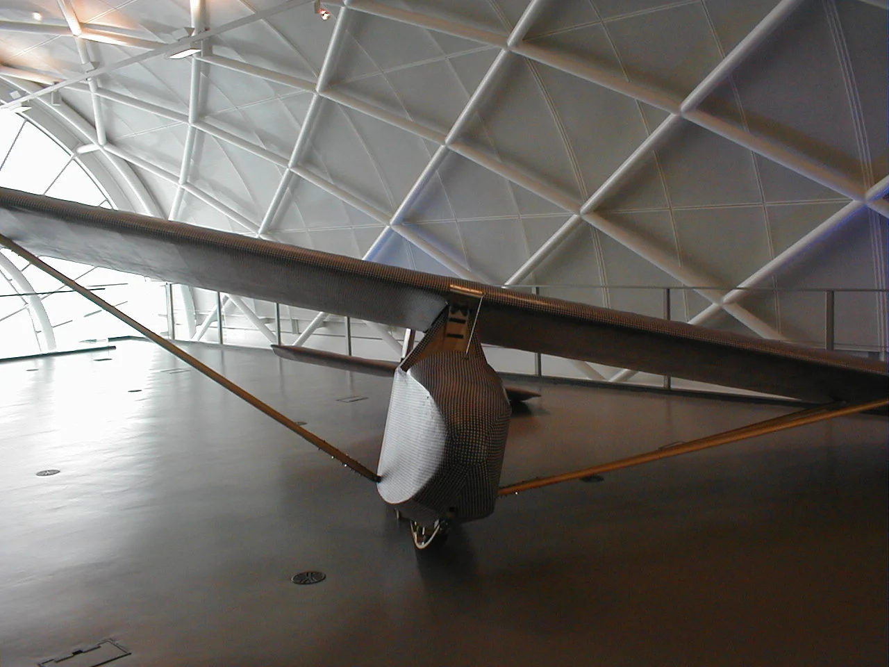 The only known picture of the Colditz glider: assembled by Bill Goldfinch and Jack Best in the lower attic above the chapel.
Photograph taken April 15th 1945 by Lee Carson, one of two newspaper correspondents assigned to Colonel Leo Shaughnessy's task force which relieved the Castle.
Image:Originalglider.jpg (english wiki)