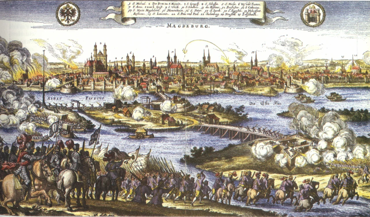 Sack of Magdeburg 1631, imperial troops conquer the toll redoubt and the suburbs in April 1631