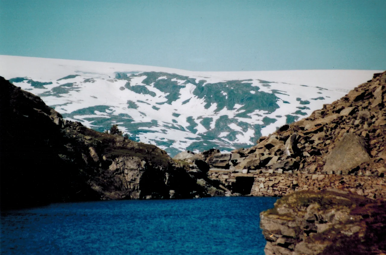 Folgefonna's ice front Bondhusbreen, Mount Fynderdalshorga &amp; Bondhus Lake (foreground), Norway