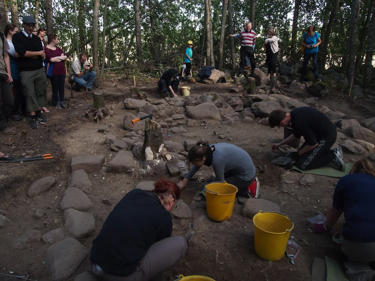 Archaeological excavation at Ristimäki medieval church site in Kaarina, Finland 2013. The church and cemetery date to 12th century.