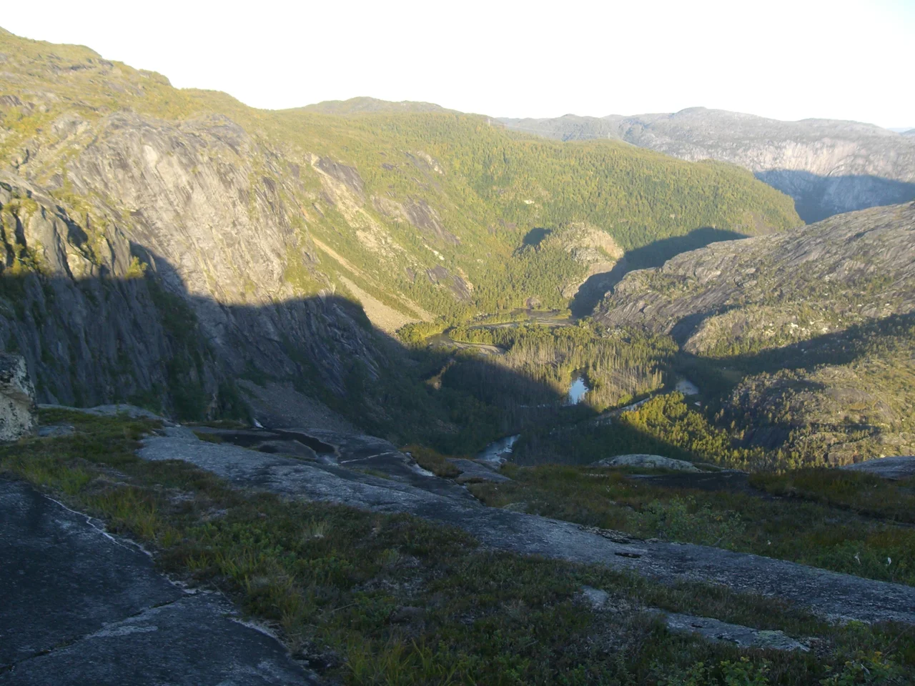 The valley Storskogdalen and the river Nordfjordelva, just west of Rago nationalpark, Norway, by sunset