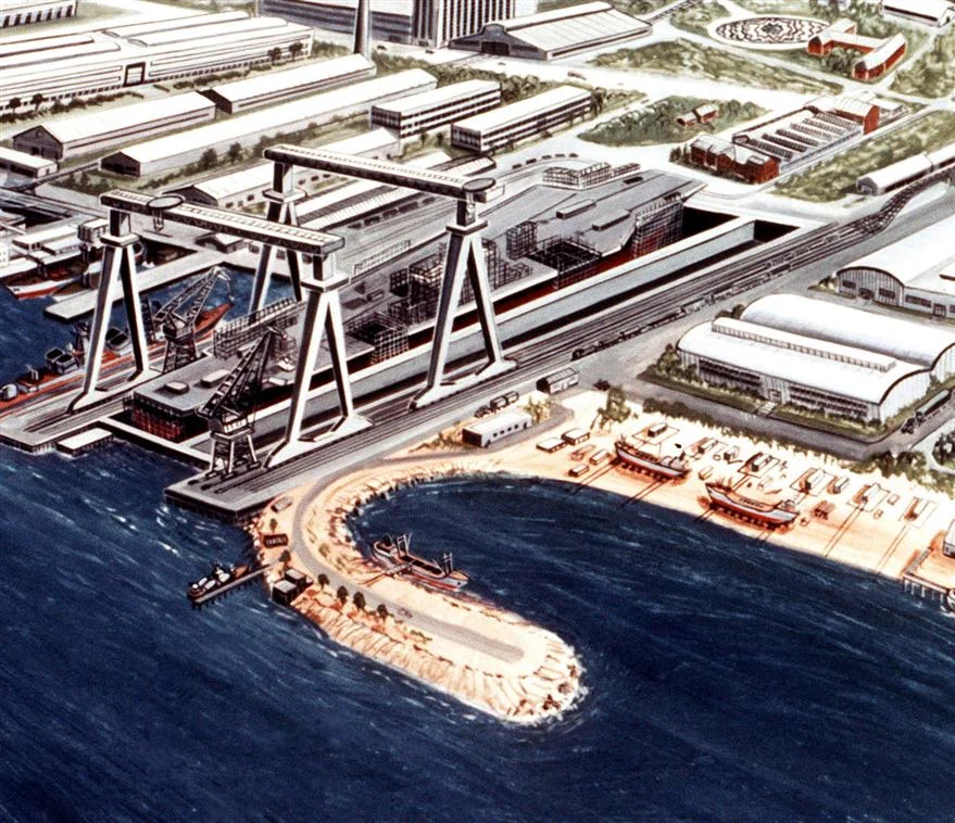 Original caption: Released to Public. Nuclear-powered en:aircraft carrier under construction at en:Nikolayev Shipyard - now en:Black Sea Shipyard -. Courtesy of en:Soviet Military Power, 1984. Photo No. 91, pages 88 and 89.

Dated en:May 23, en:1984. Source: dodmedia.osd.mil.