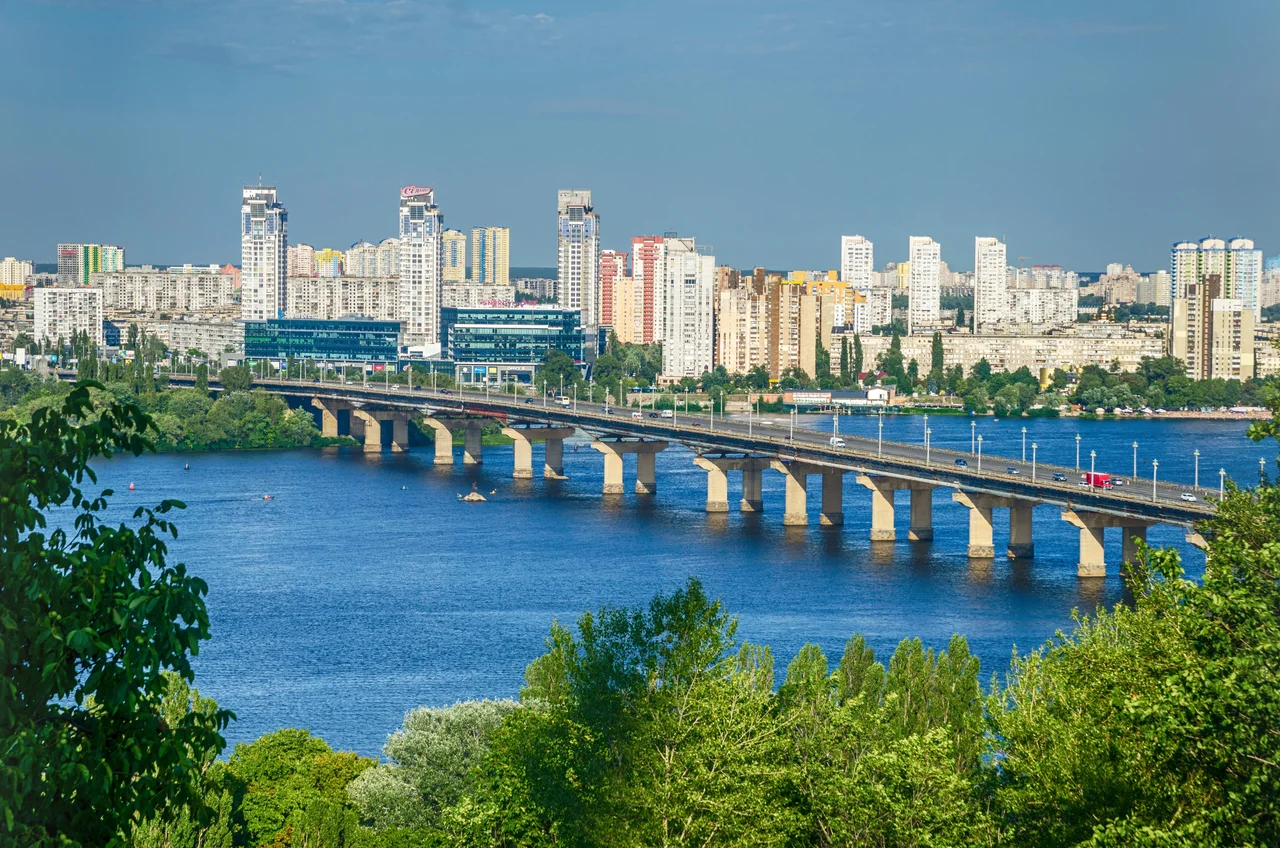 Paton Bridge in Kiev, Ukraine