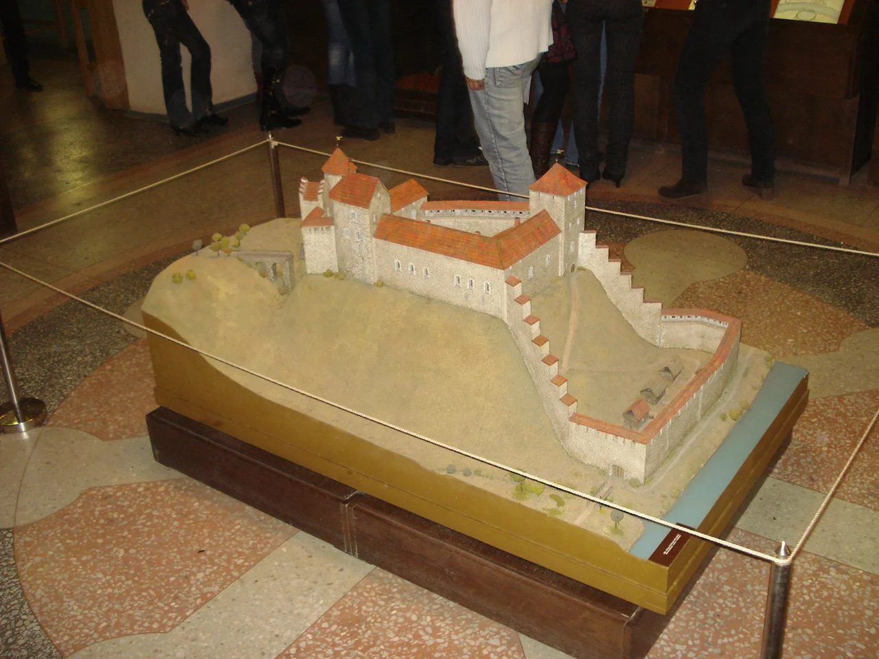 Museum model of Dinaburga (Dünaburg) Castle on the north bank of the Daugava River near present day Naujene