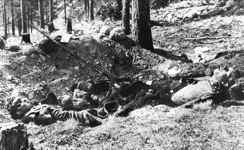 Fallen Red Guard fighters after the Battle of Lahti, 1918 Finnish Civil War.