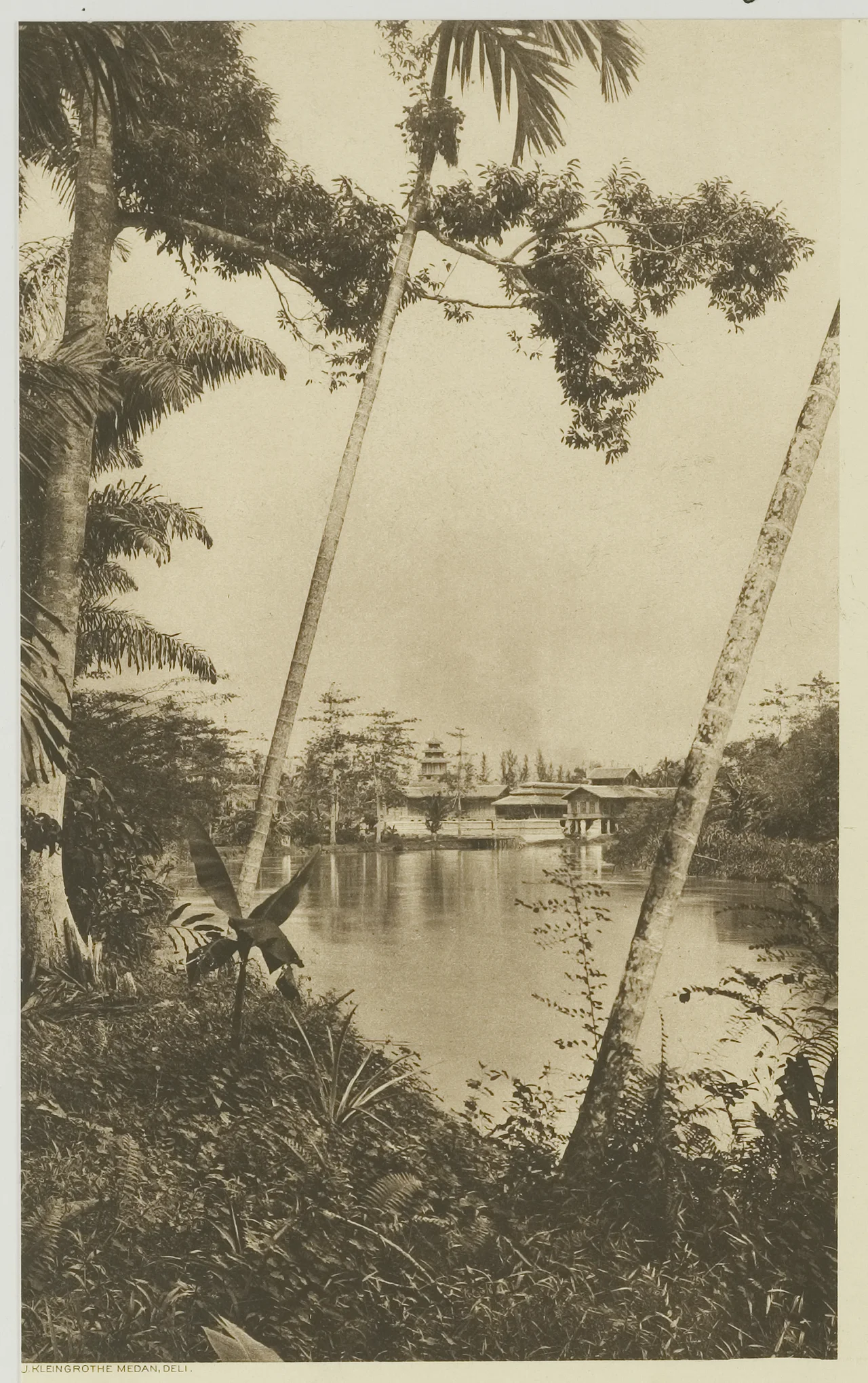 Wampu River against the backdrop of the palace of the Sultan of Langkat, East Coast of Sumatra.