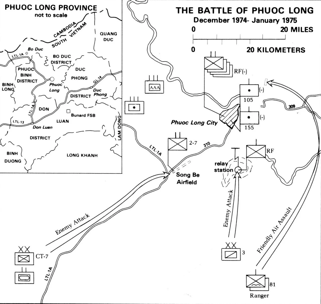 Map of the Battle of Phuoc Long in South Vietnam, 1974-1975