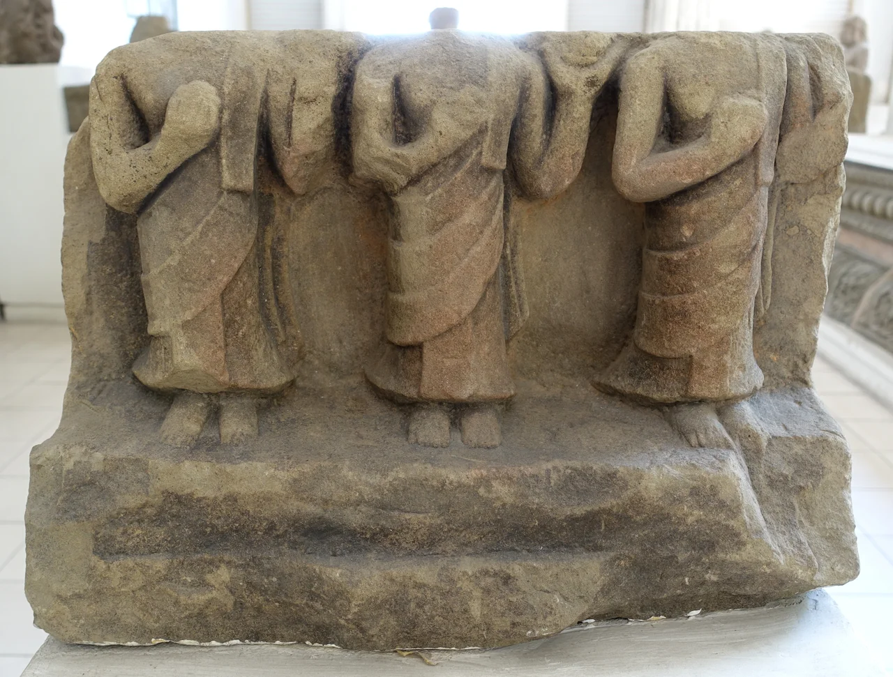 Cham sculpture at the Museum of Cham Sculpture, Da Nang, Vietnam. This artwork is in the public domain because the artist died more than 70 years ago. Photography was permitted in the museum without restriction.