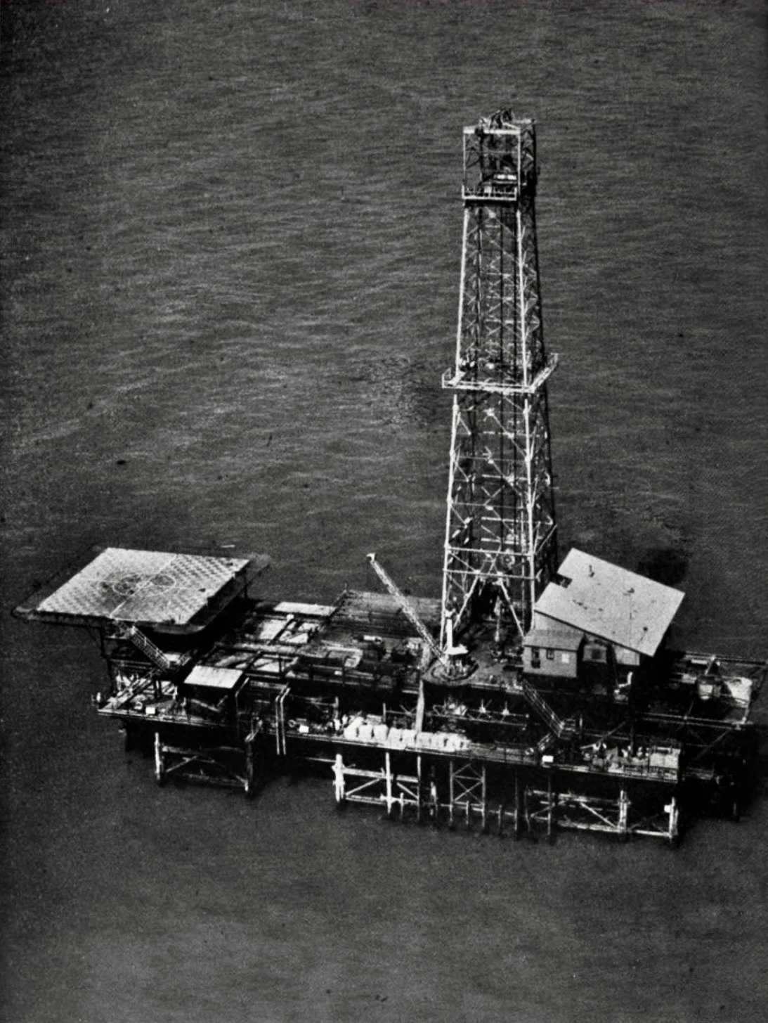Brunei Shell Petroleum Company's Marine Platform "G" off the coast of Seria in 1958.