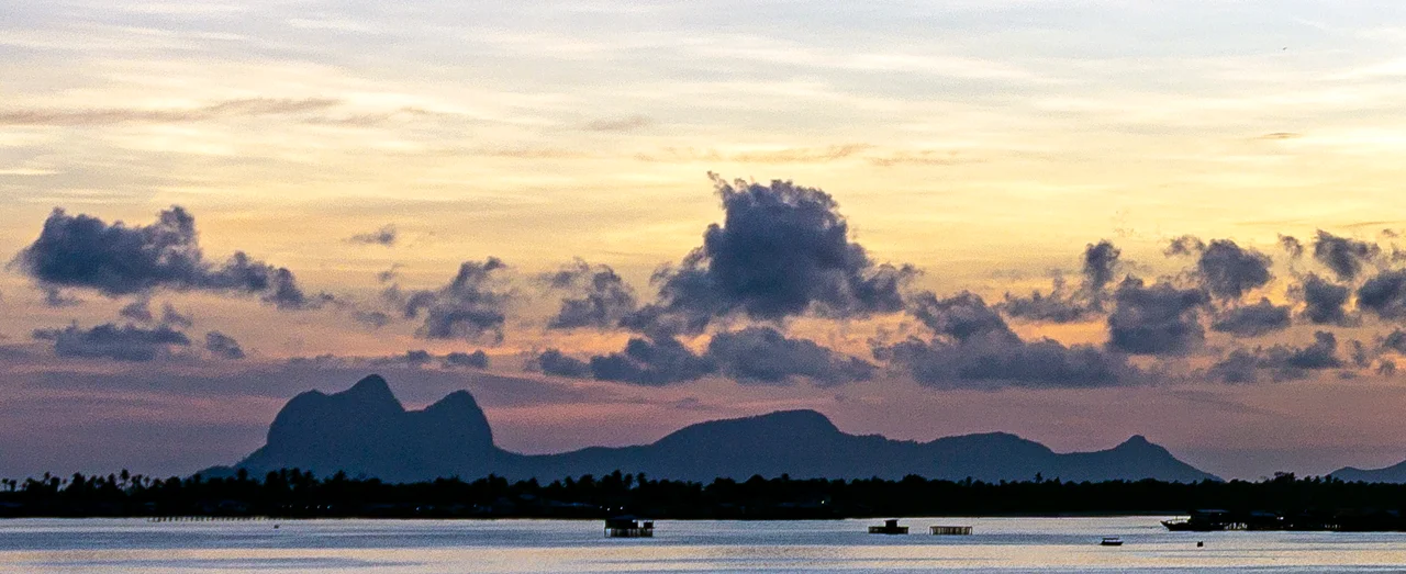 View of Tun Sakaran Marine Park from Semporna town. Consist of Tetagan, Bodgaya and Bohey Dulang Islands. Locals call it Sleeping Old Man and I guess you can see why.