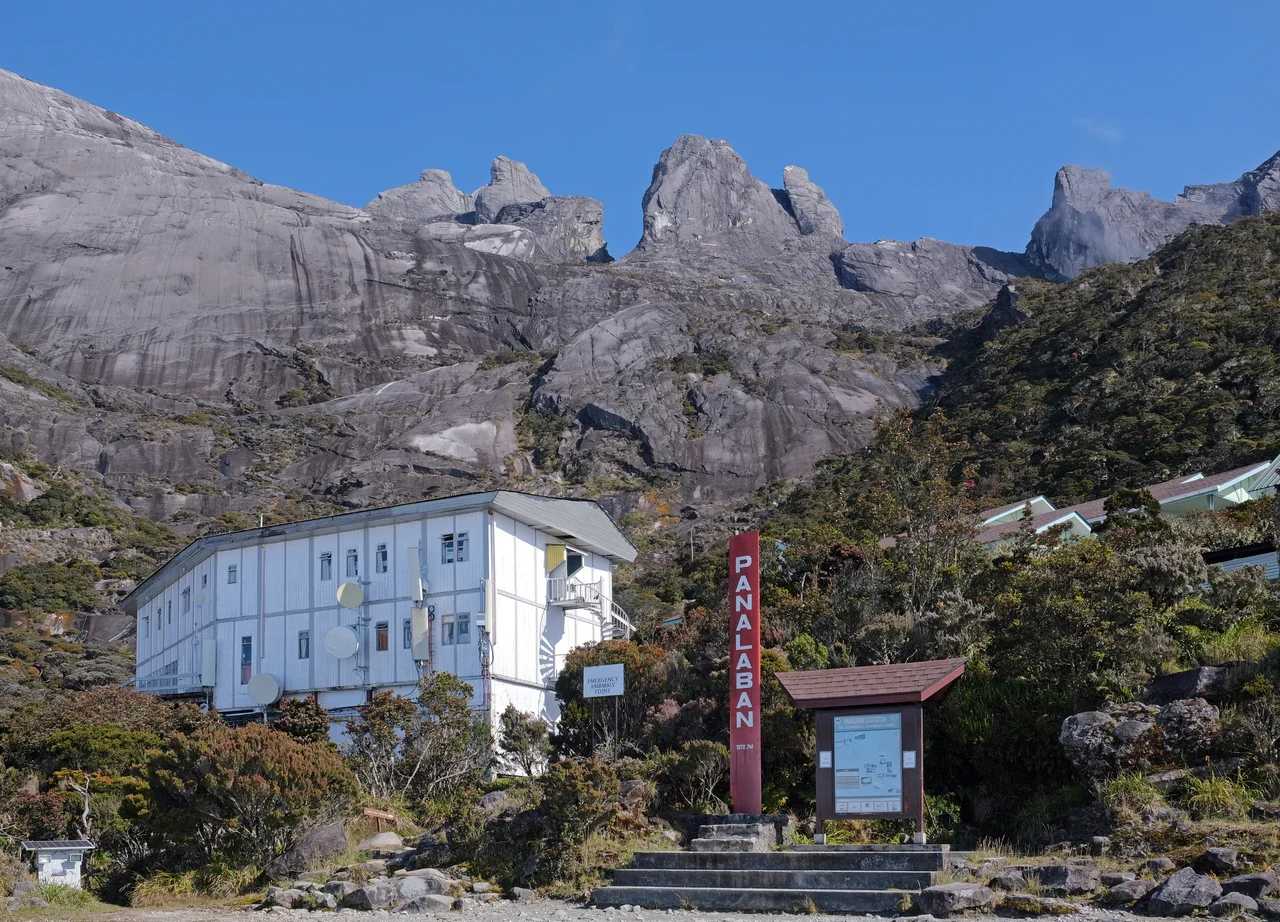 Mount Kinabalu seen during sunrise, from Kampong Kundasang, near Kinabalu Park entrance