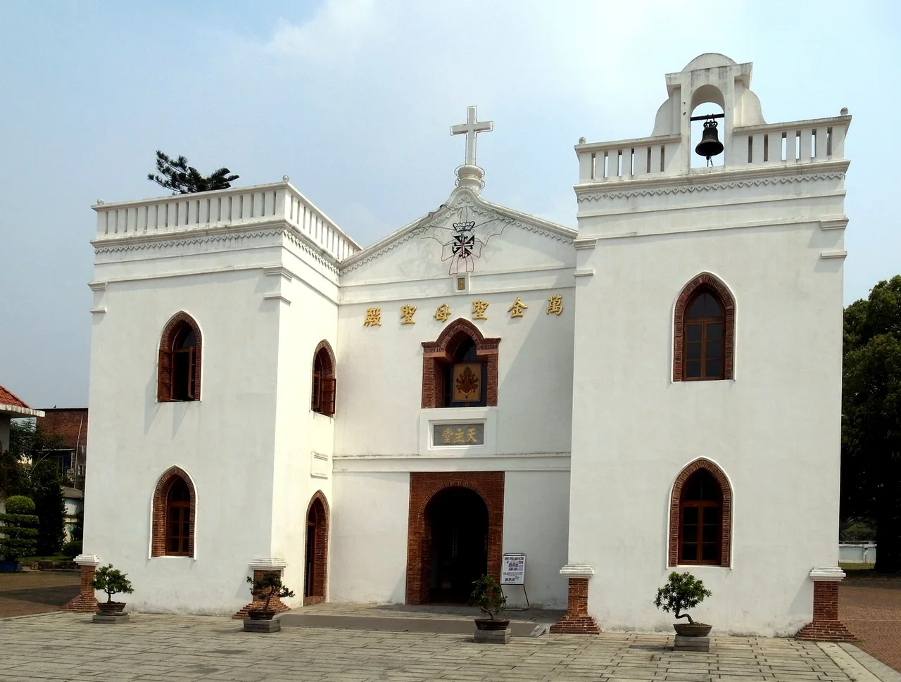 The front external view of the Catholic Church of Wanchin, which is the oldest catholic church in Taiwan.
