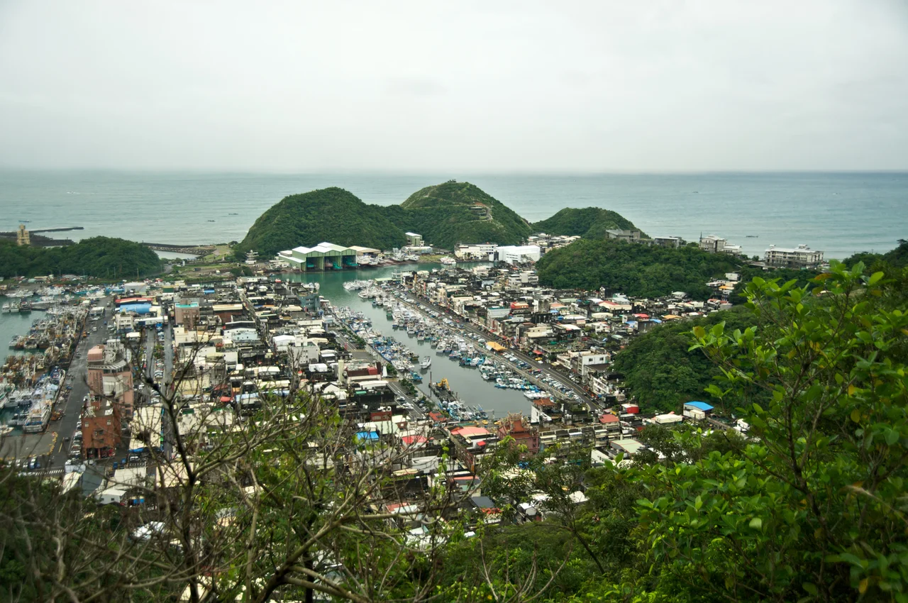 Nanfang'ao Fishing Port as seen from the SuHua Highway, a scenic drive on the east coast of Taiwan