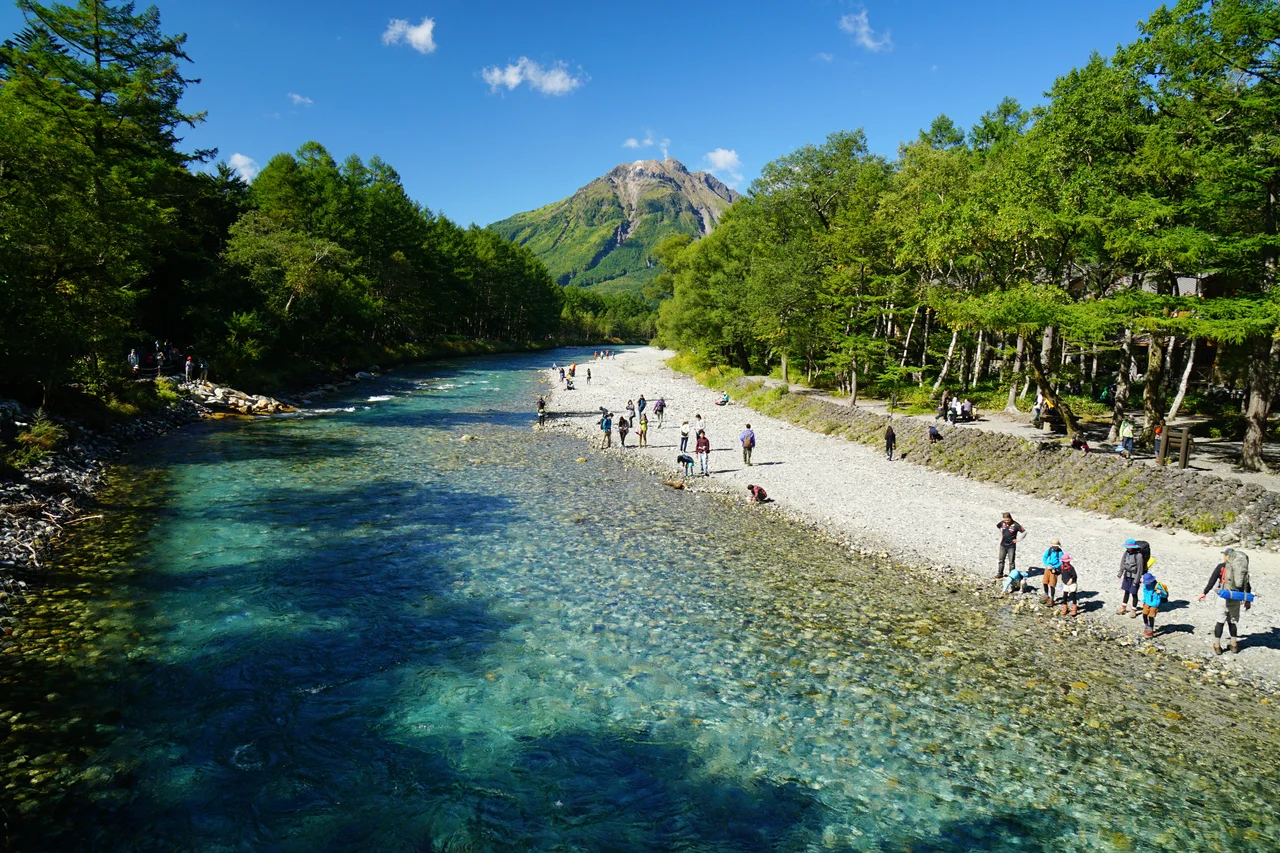 Azusa River and Mount Yake at Kamikochi, Matsumoto, Nagano prefecture, Japan