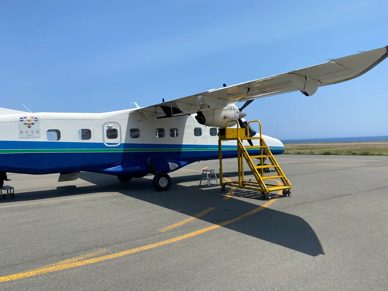 Tokyo Treasure Island plane at Miyake-jima airport.