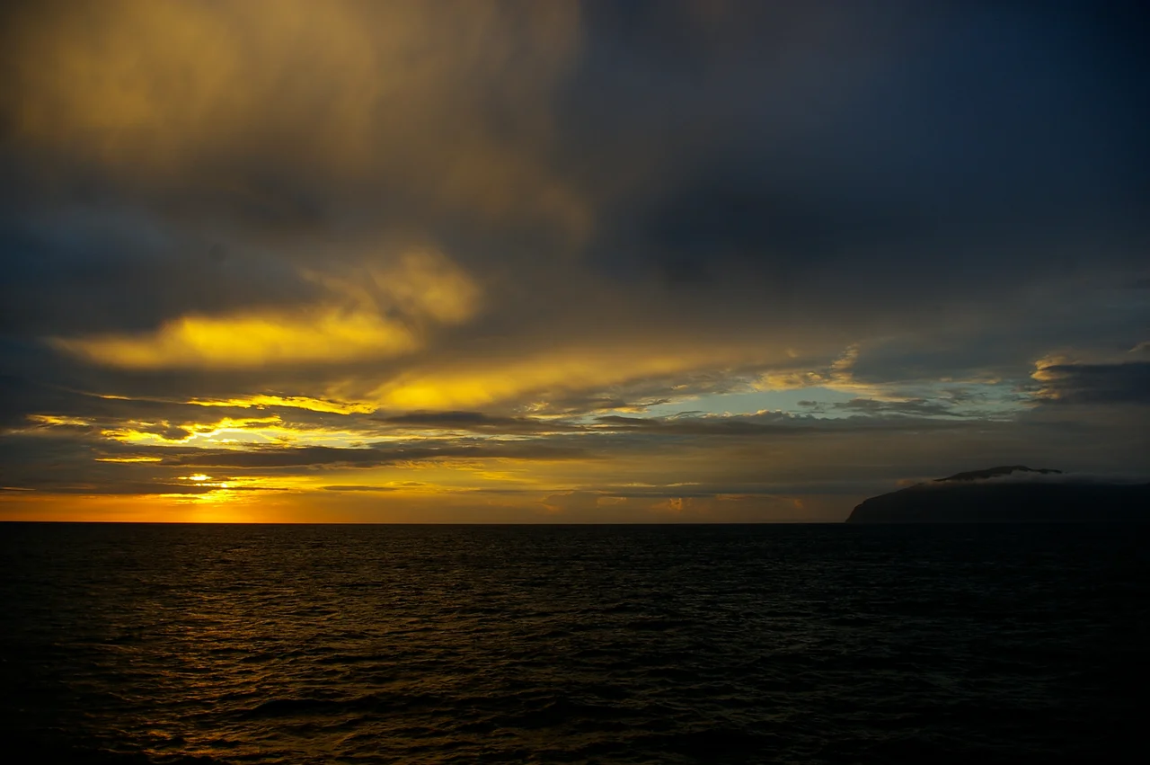 A view of Mikura Island, which lies in the south sea of Tokyo, in the morning