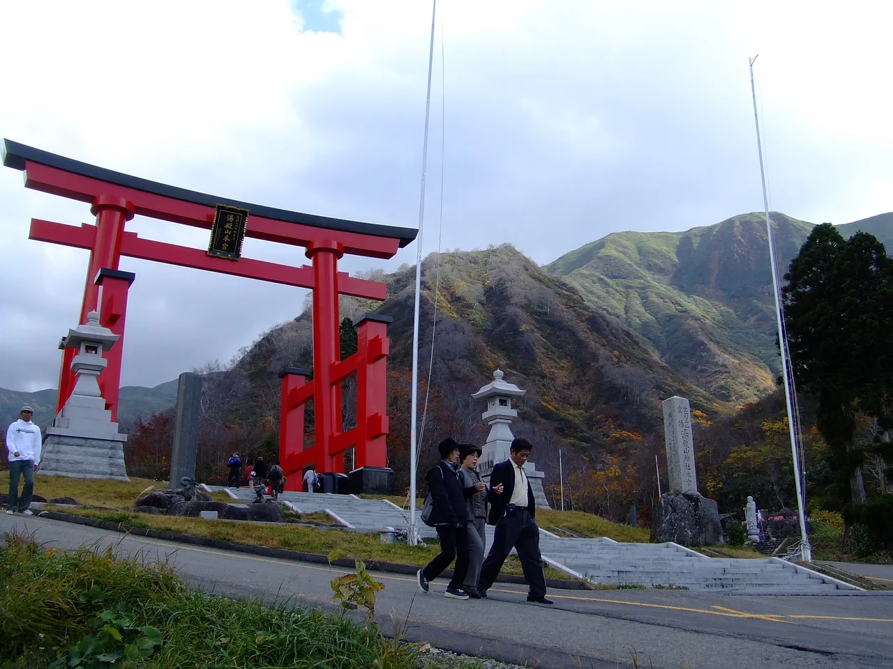 This is the torii gate at the entrance of the Yudonosan Shrine in Yamagata Prefecture, Japan.  I took this photo with a digital camera on 28th October 2006.